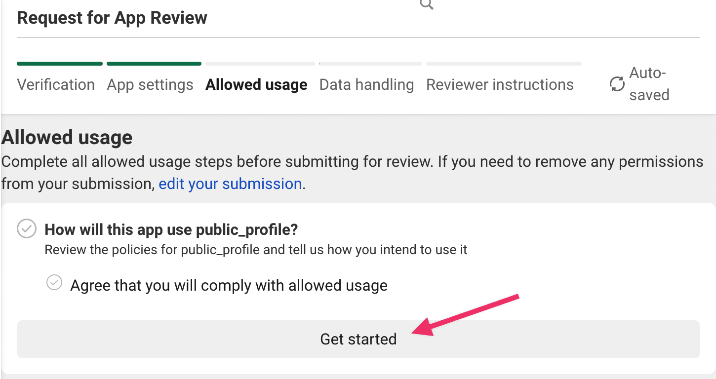 Facebook Allowed usage Get started