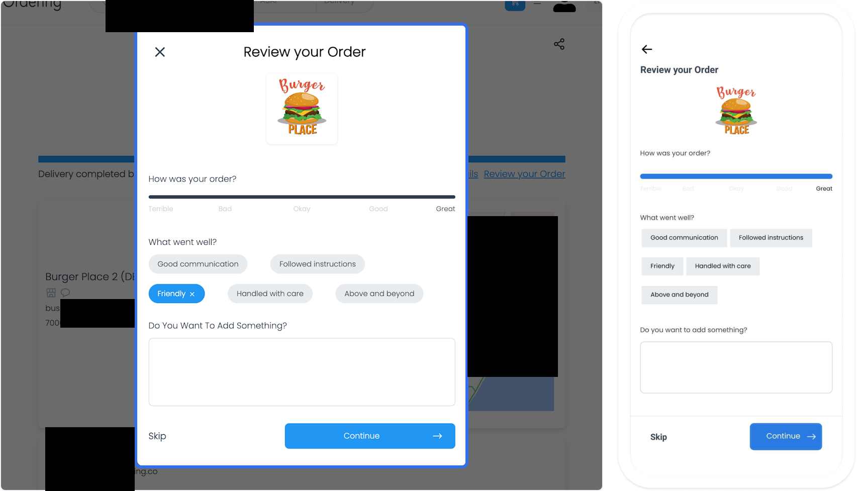 Customer review form