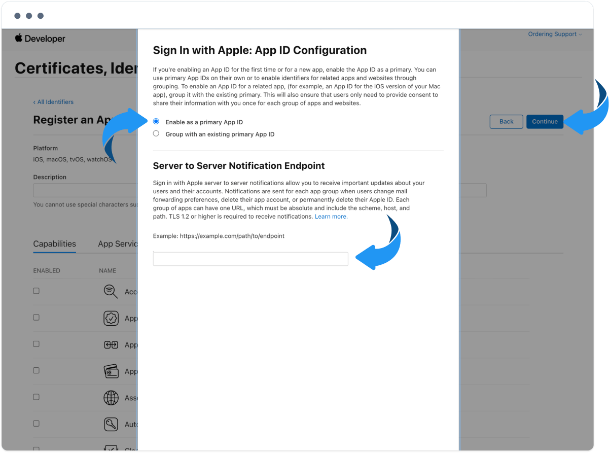 Enable as a primary App ID