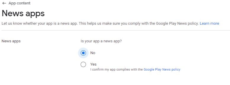 Declare news-app status