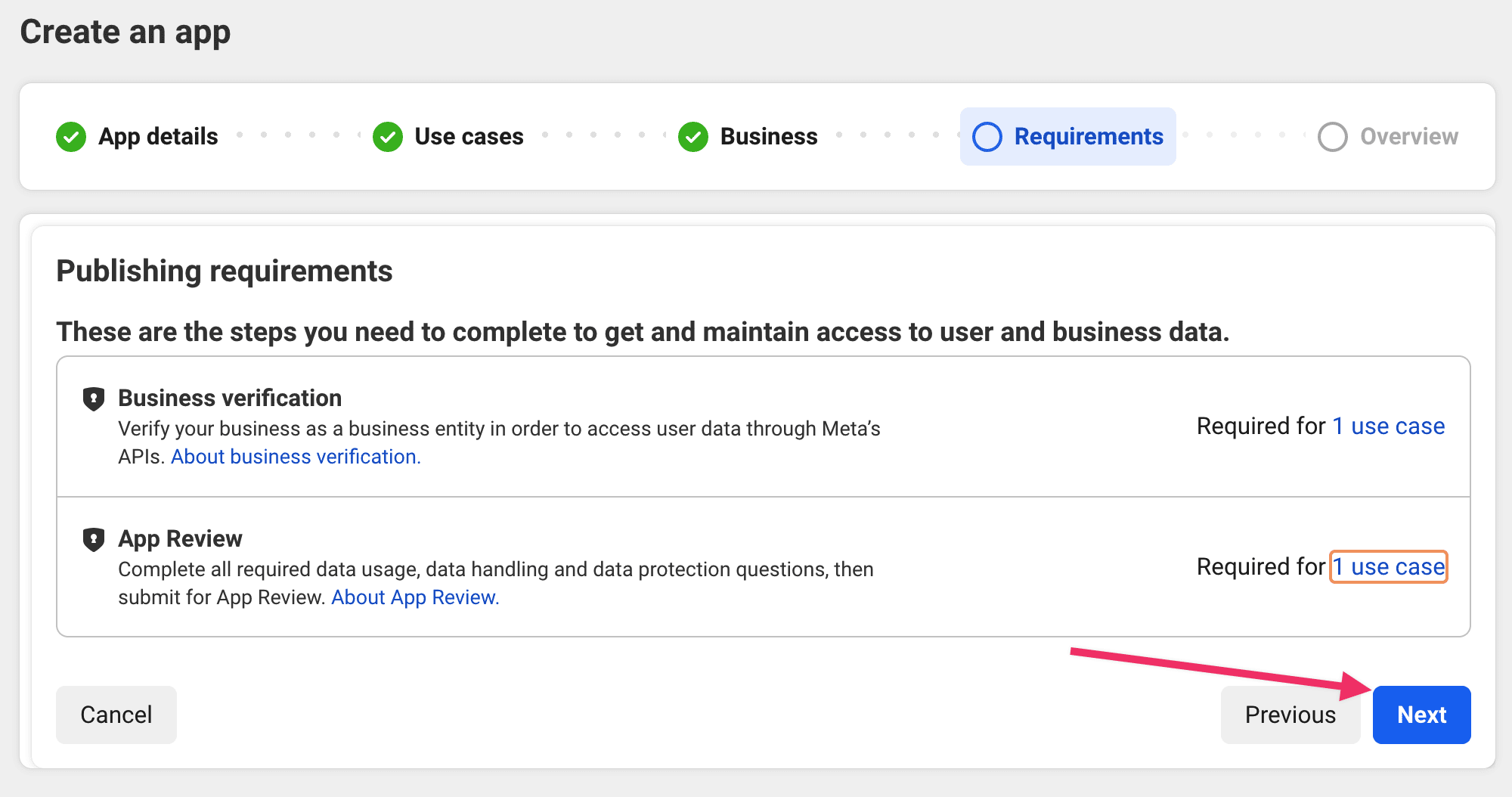 Facebook app creation Requirements with Business verification and App Review