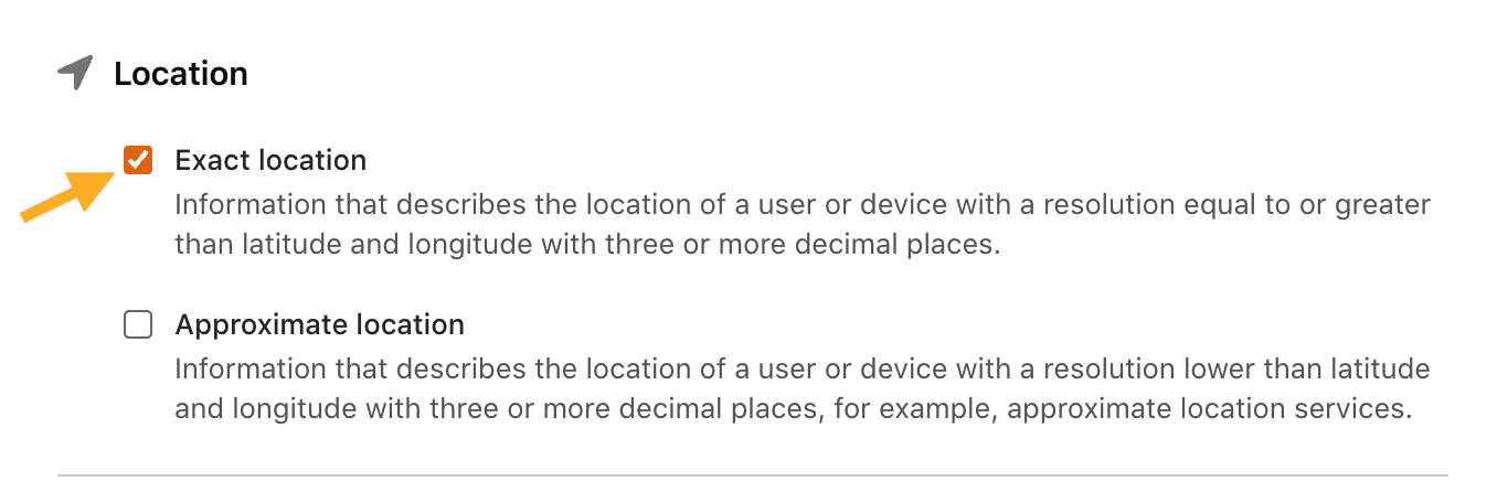 Select Customer App exact location