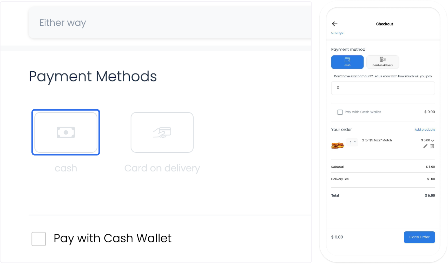 Checkout payment-method selection