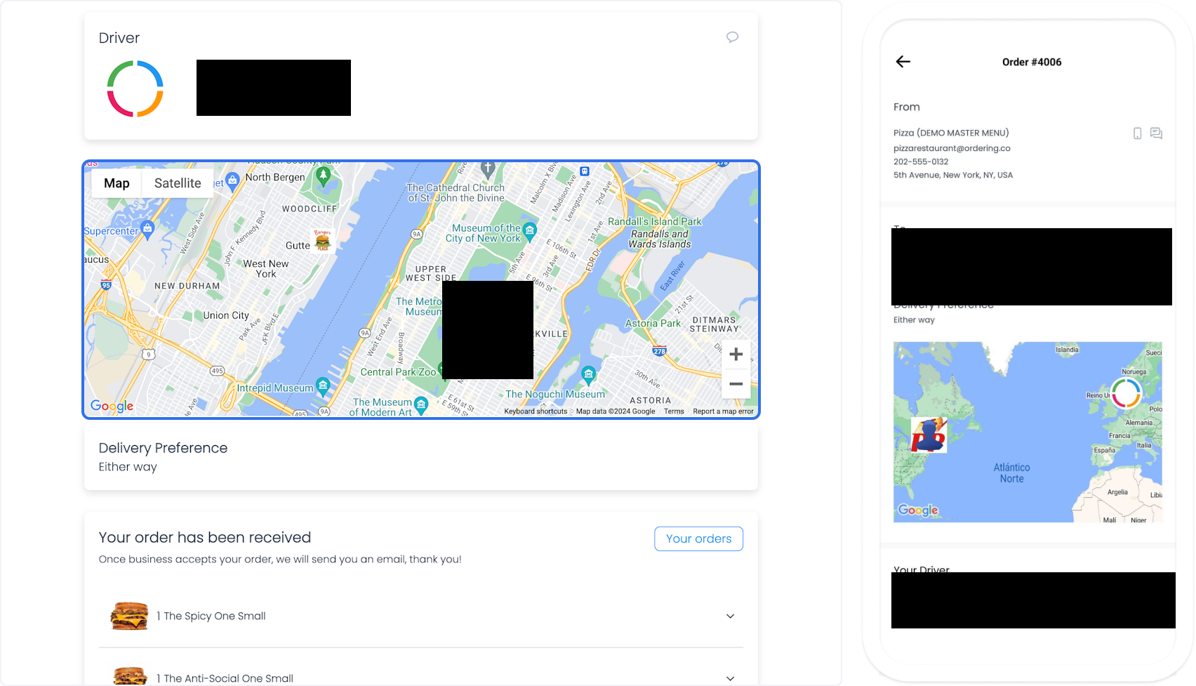 Customer driver-map view
