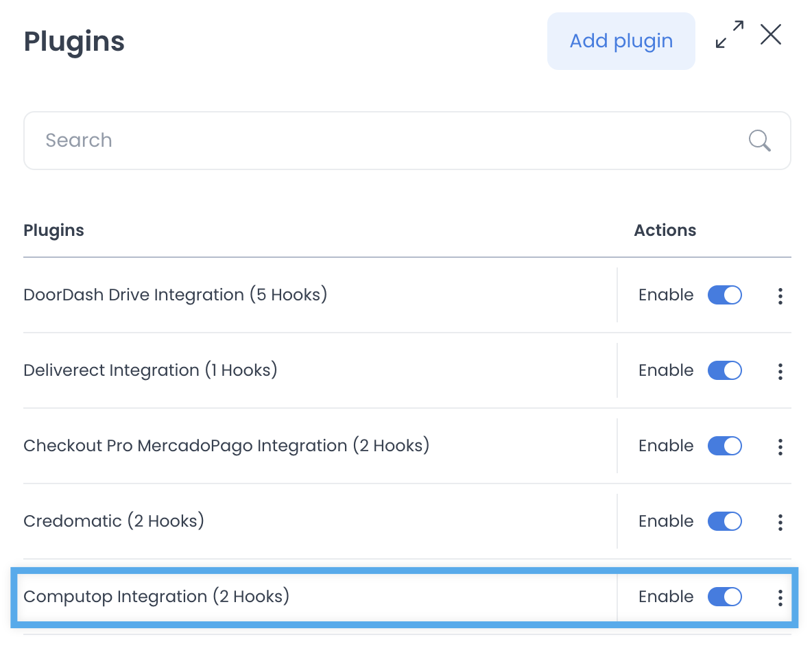 Historical Plugins list with Computop Integration highlighted