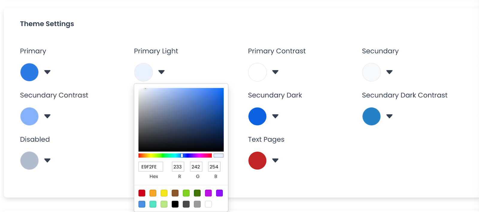 Theme color settings