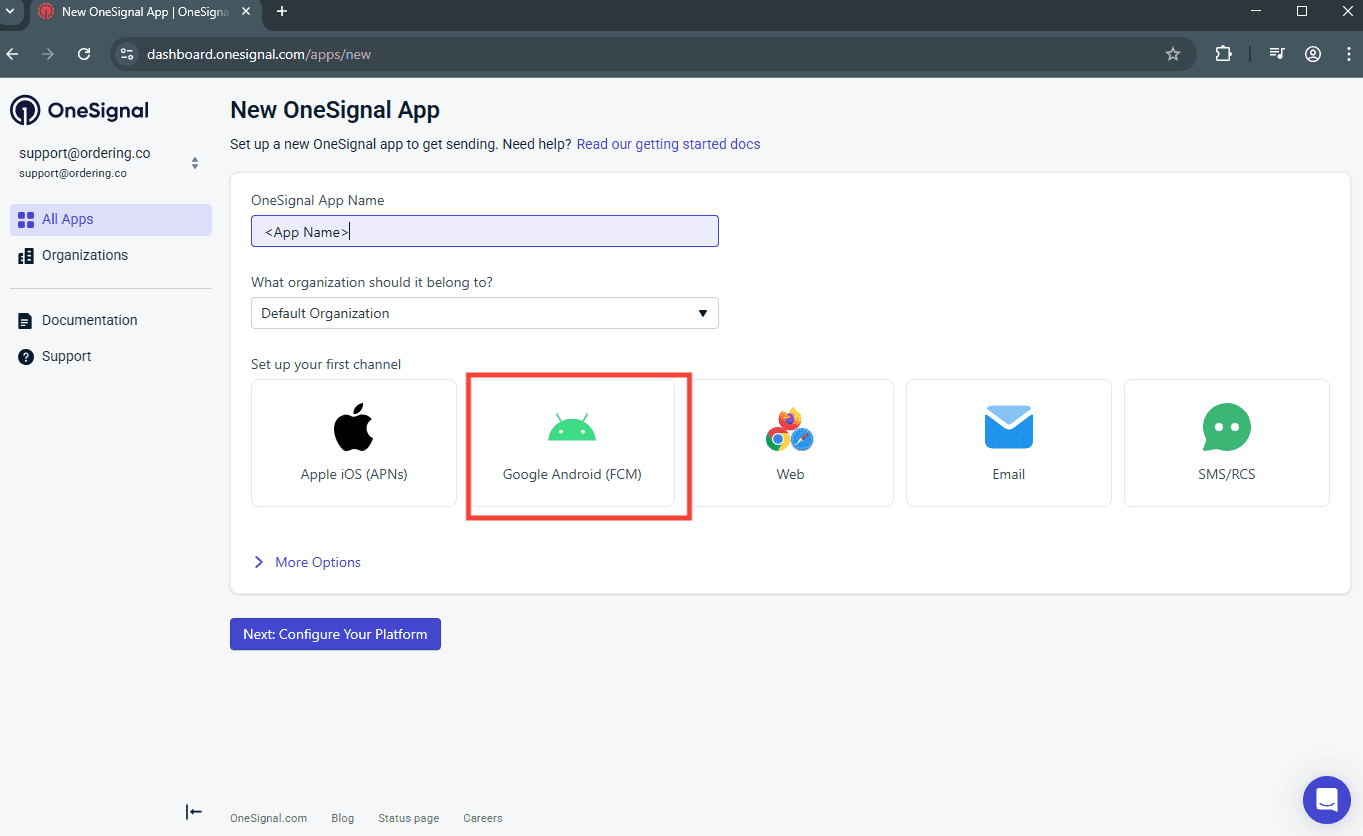 OneSignal Google Android FCM