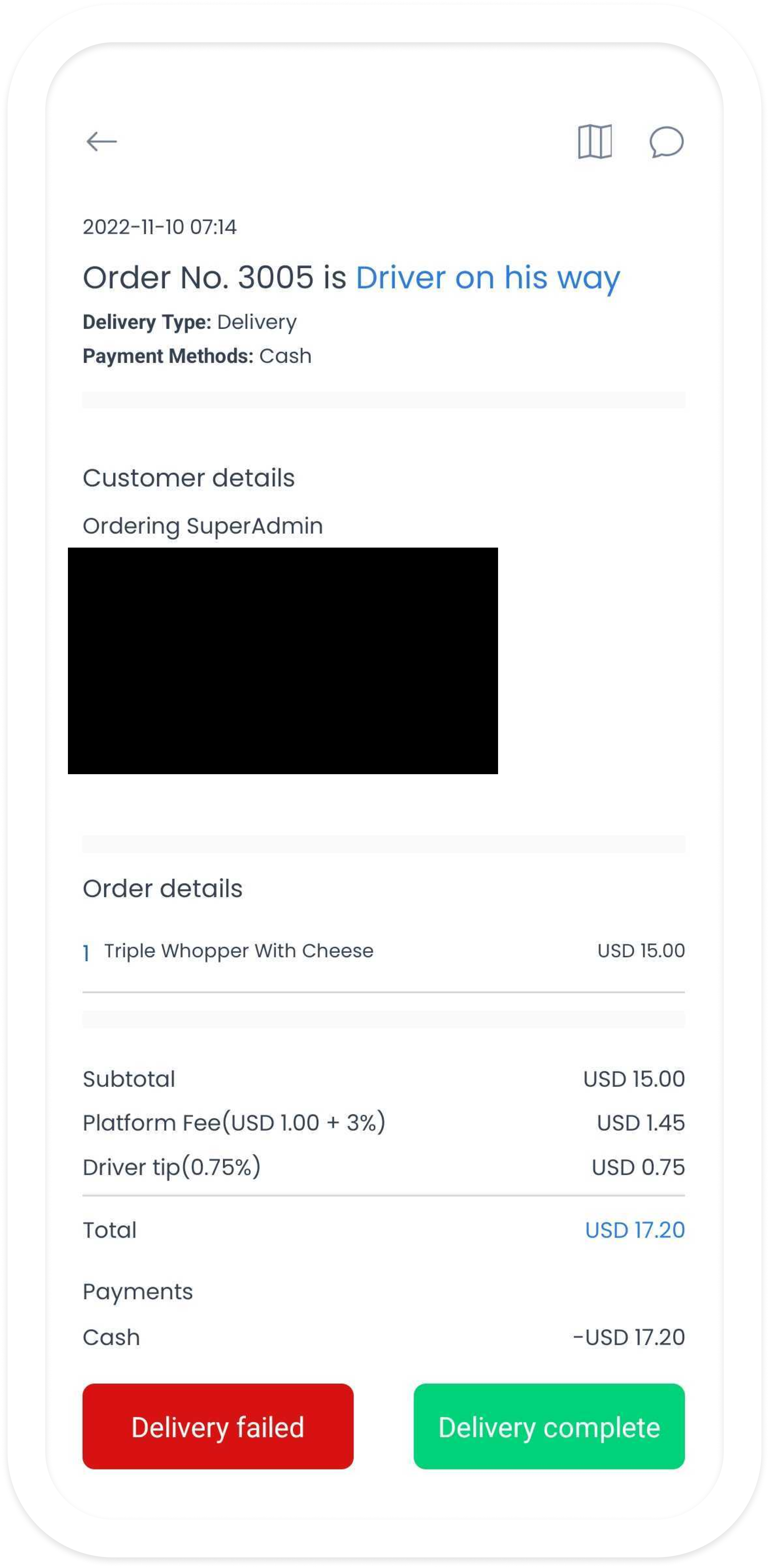 Delivery completion in the Driver App