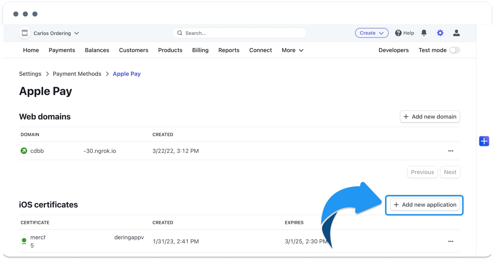 Historical provider view for an Apple merchant configuration