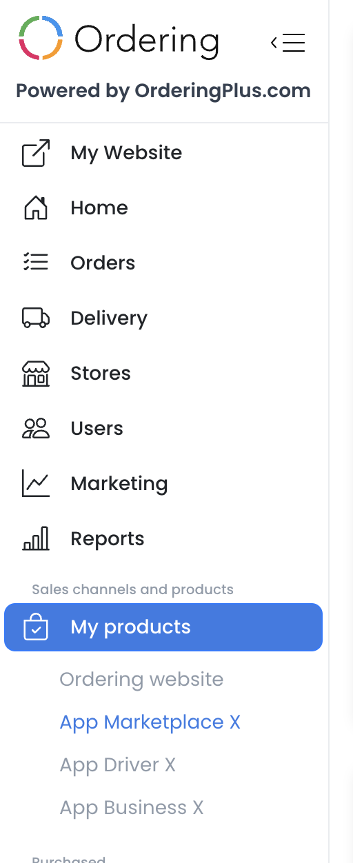 Dashboard My Products navigation