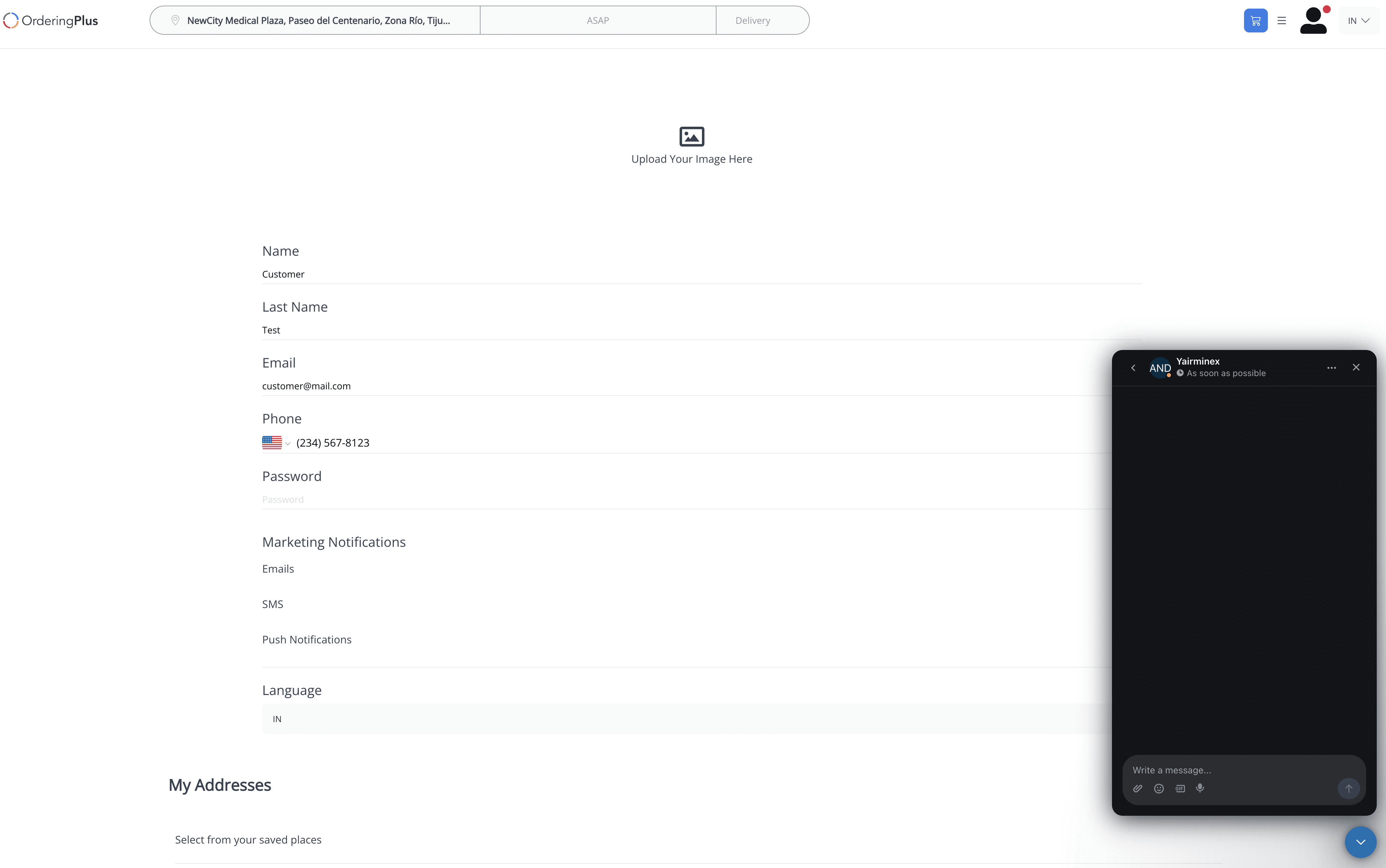 Website profile with the Intercom Messenger conversation panel open