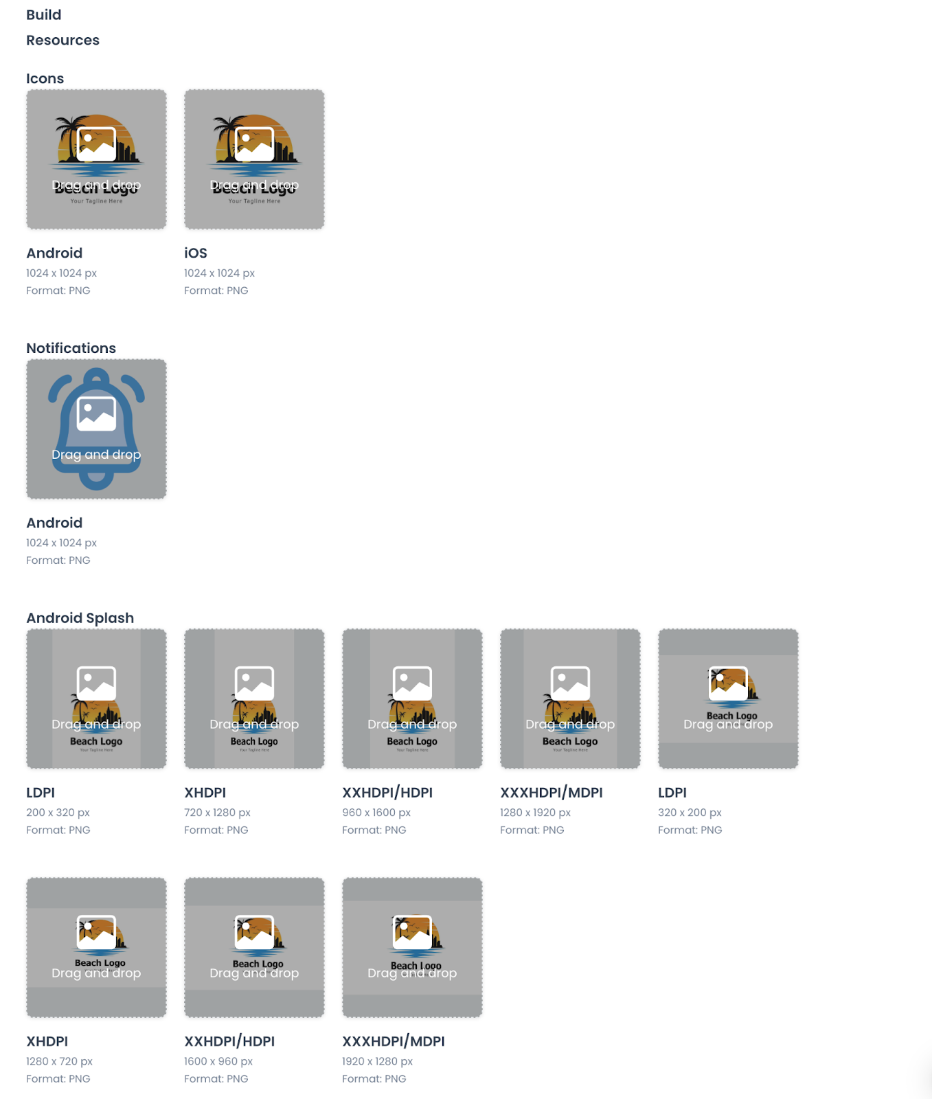 Store build resources