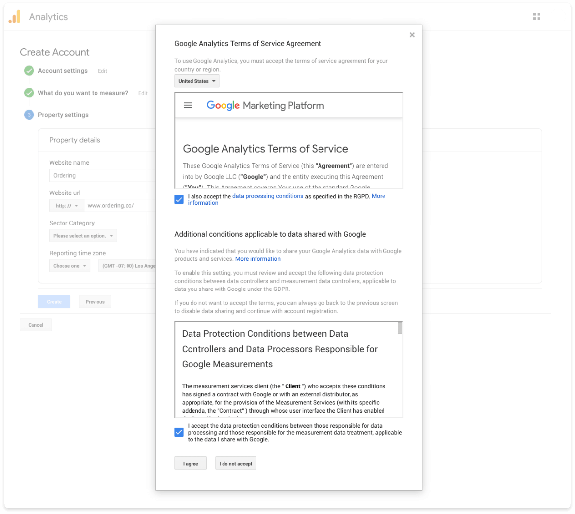 Google Analytics terms and conditions