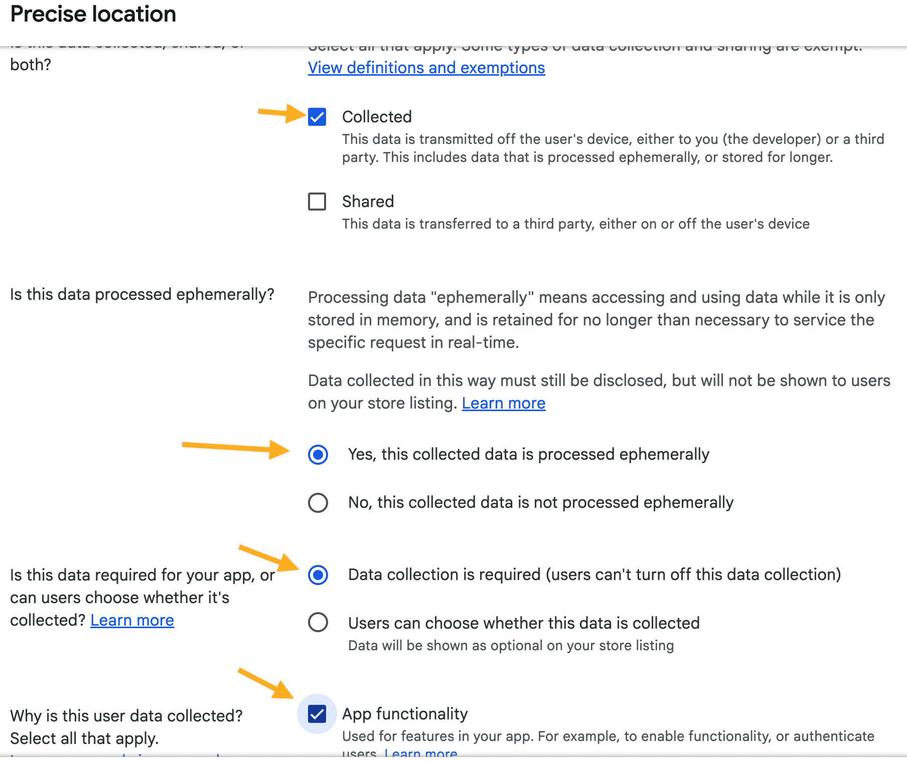 Answer precise-location handling questions