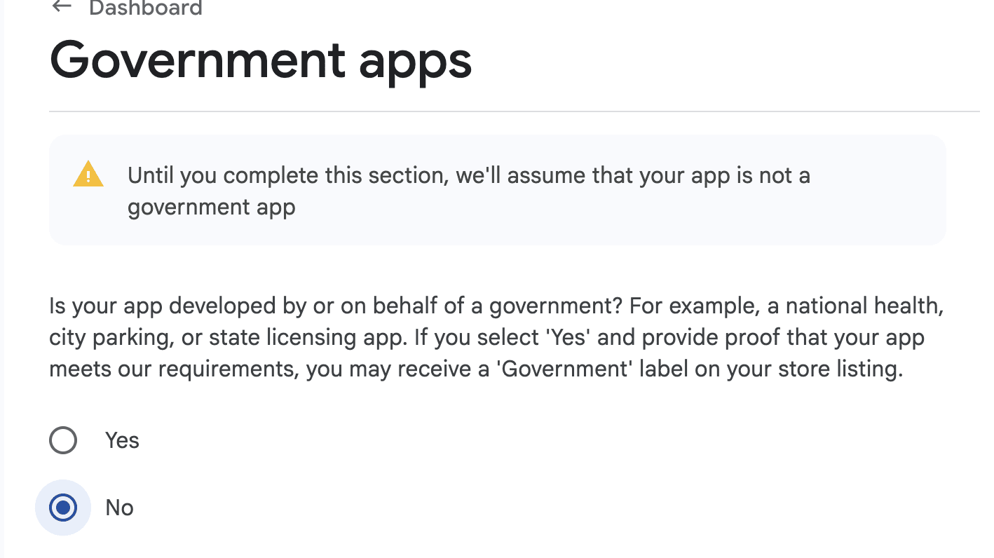 Declare government-app status