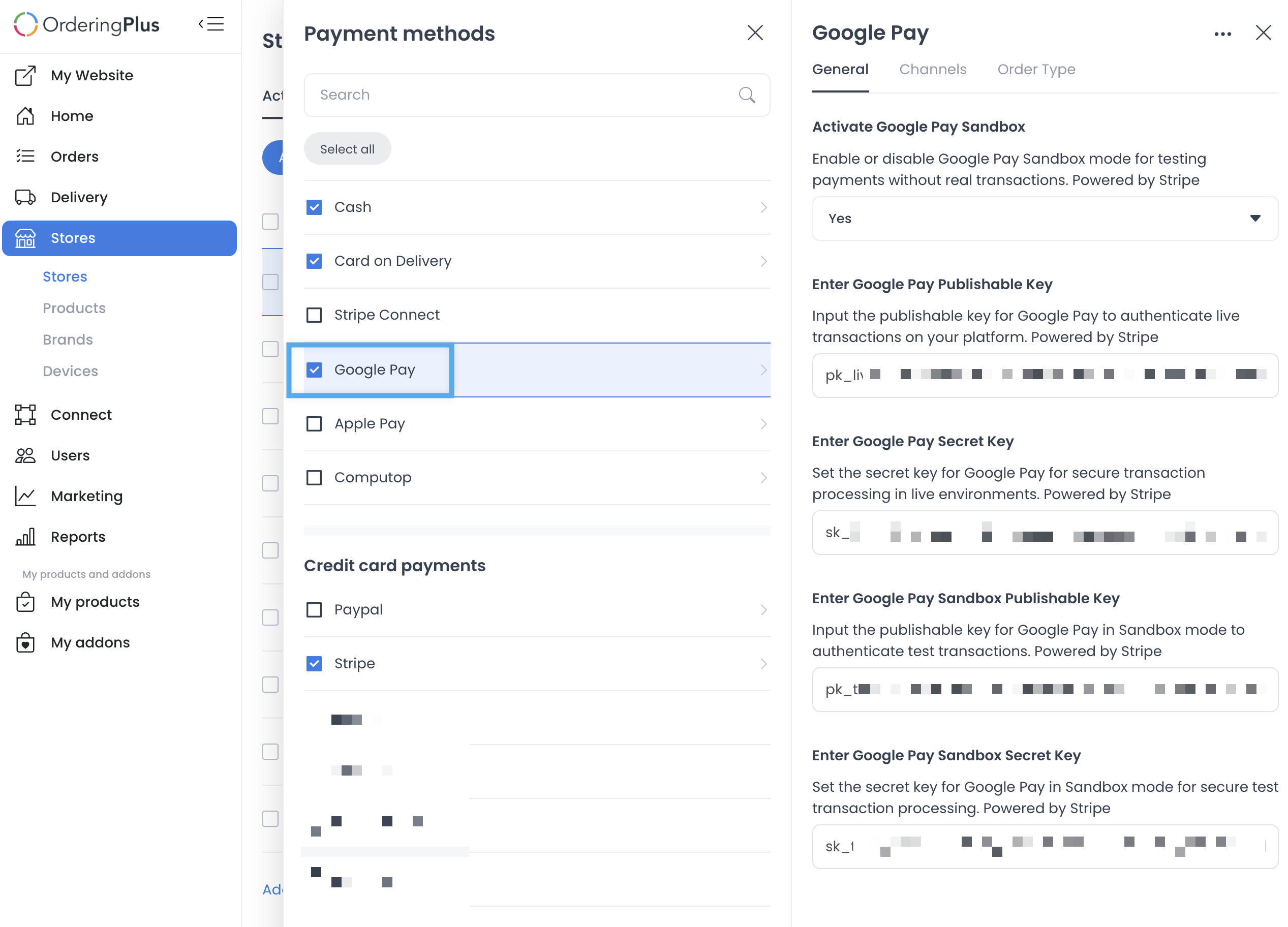 Historical Dashboard payment-method view with a Google Pay label