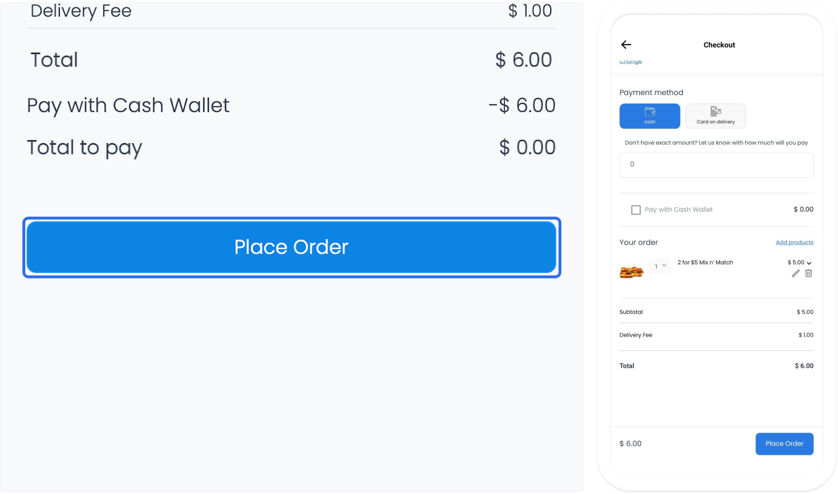 Placed-order summary