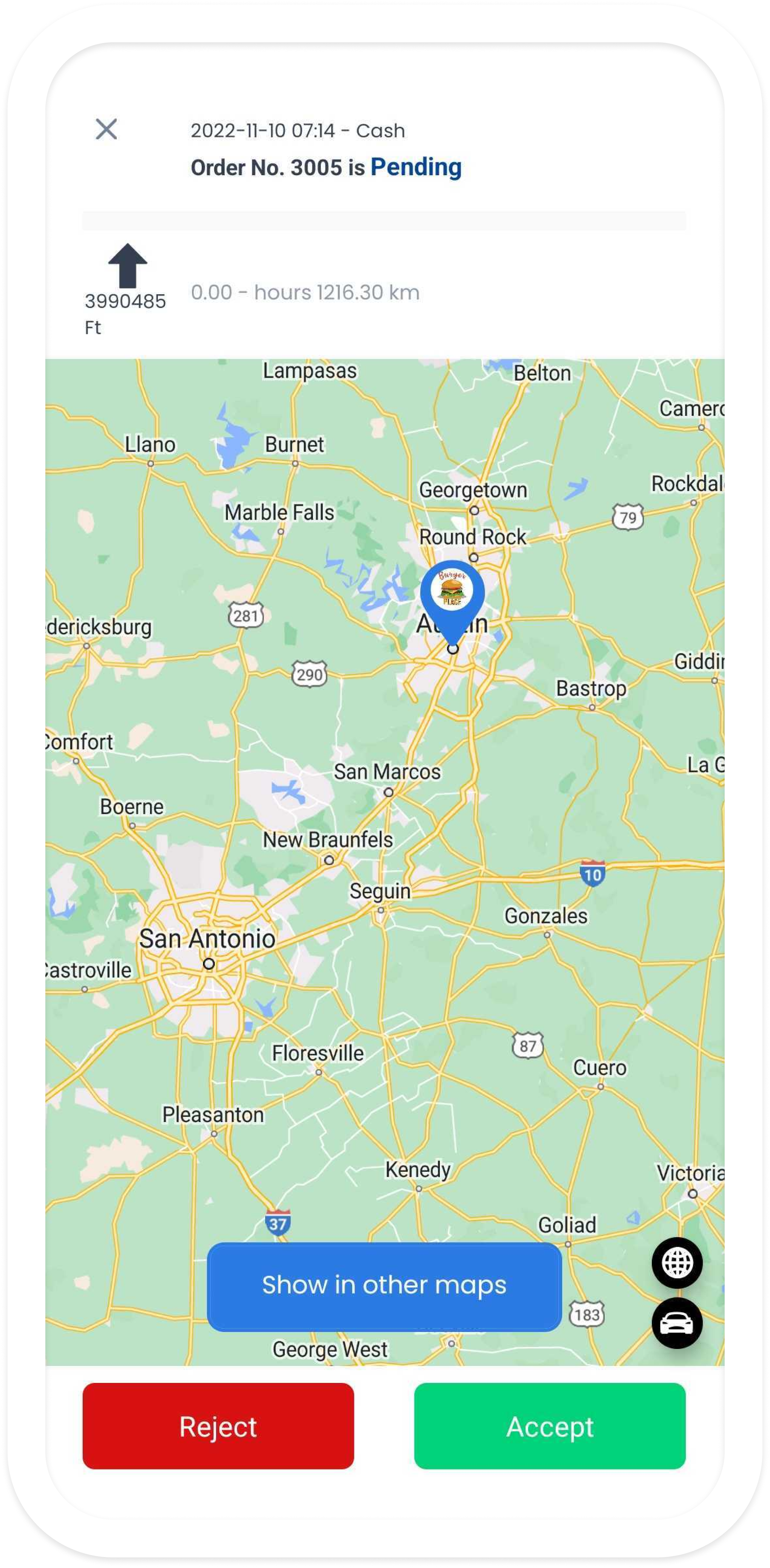 Driver App map directions