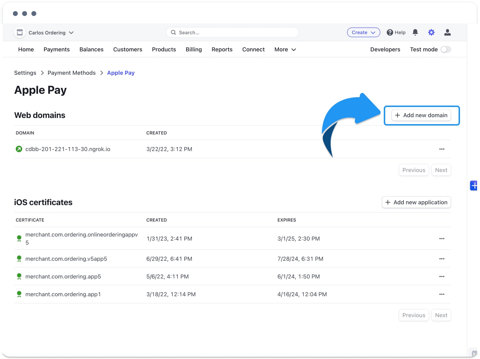 Historical provider view with an Add New Domain label