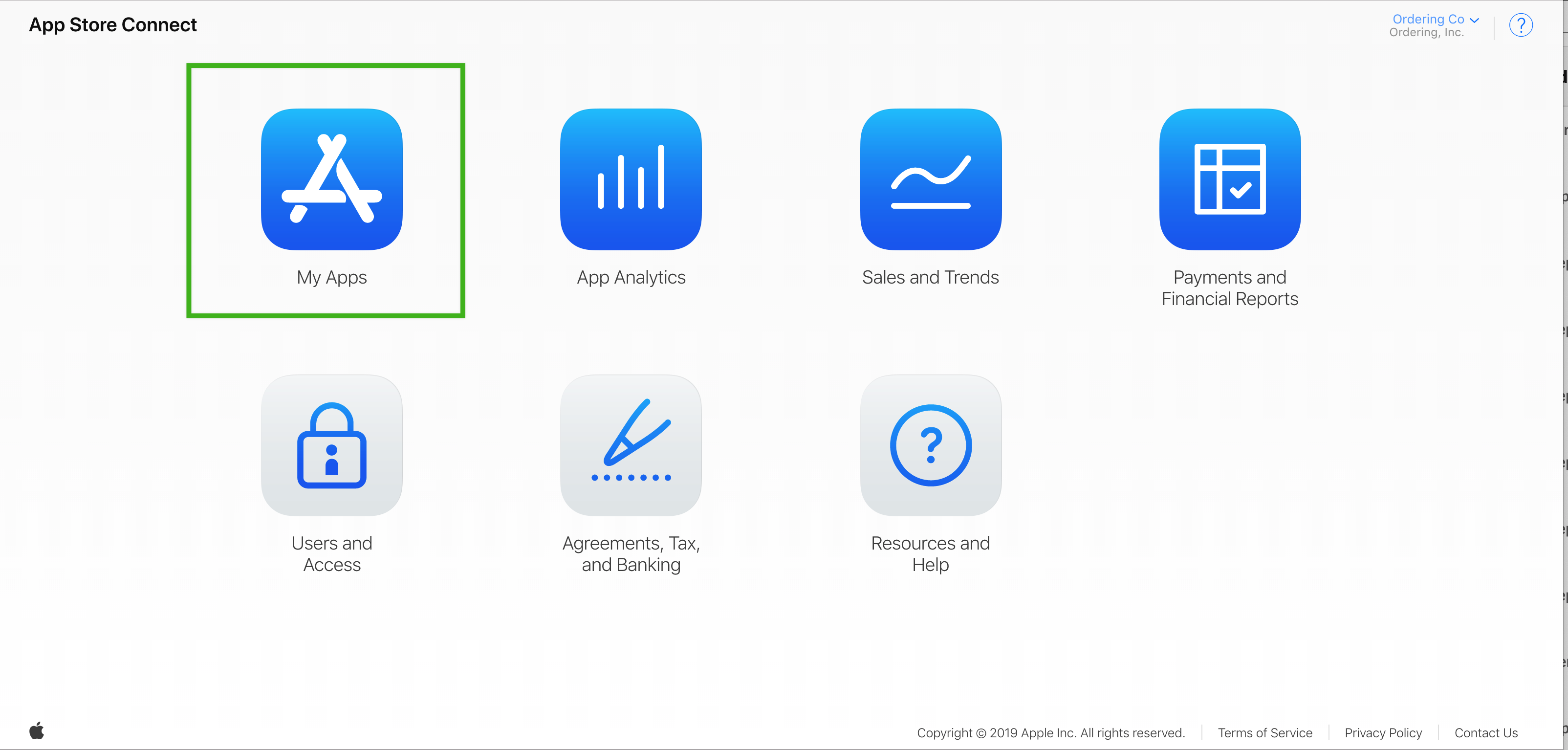 Open My Apps in App Store Connect