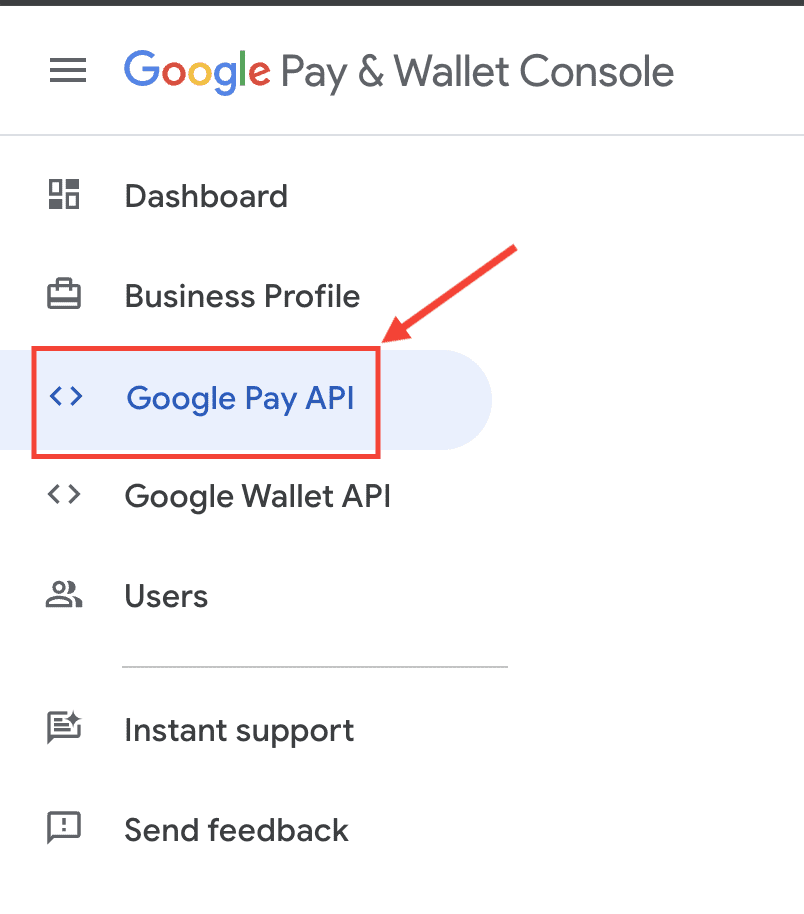 Historical Google Pay and Wallet Console API-section view