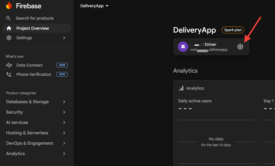 Firebase project settings Service accounts