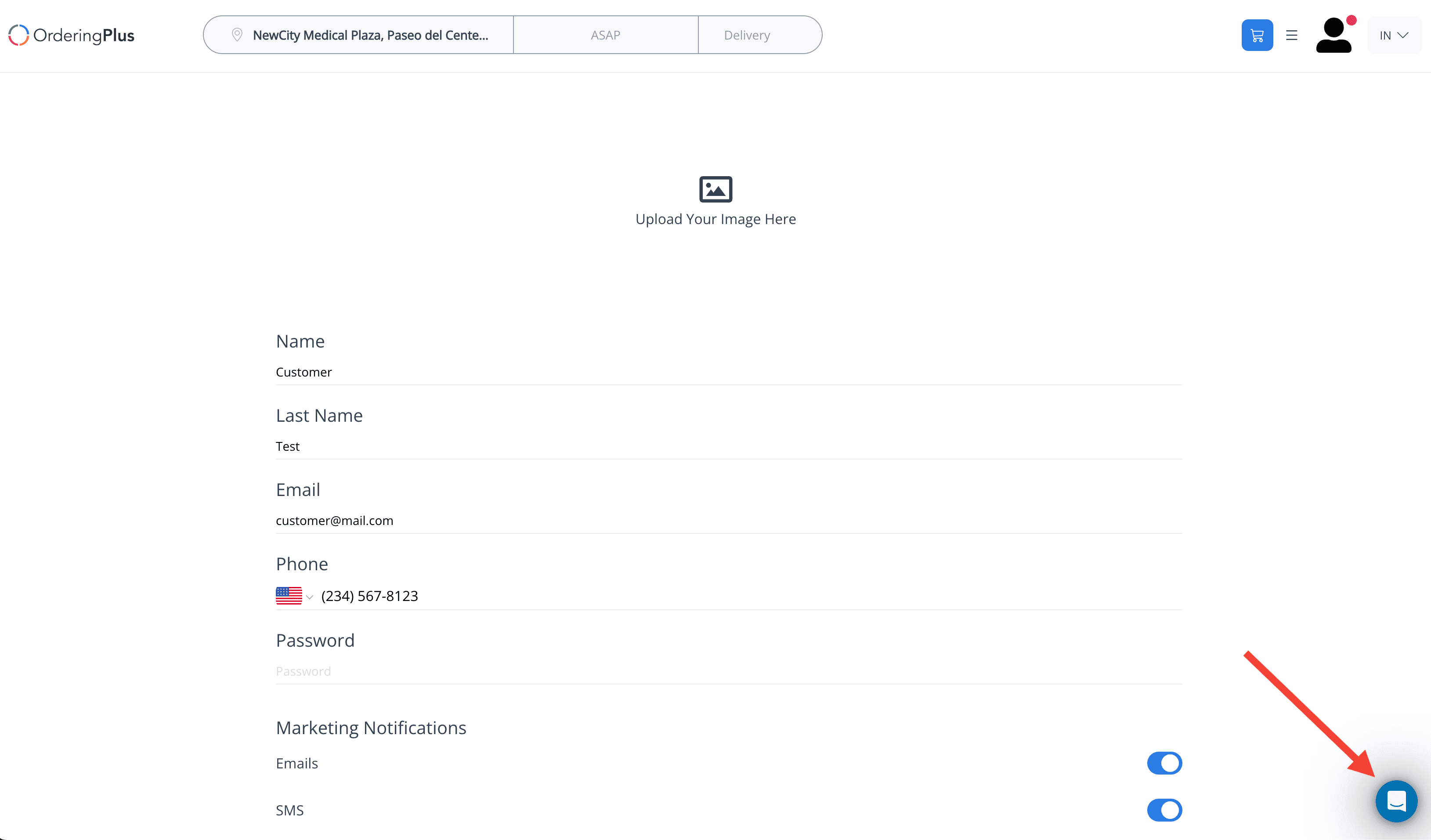 Website profile with the Intercom chat launcher
