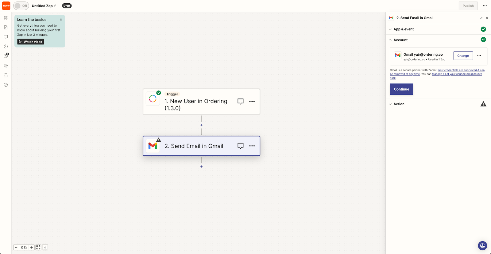 Zapier Gmail account chooser