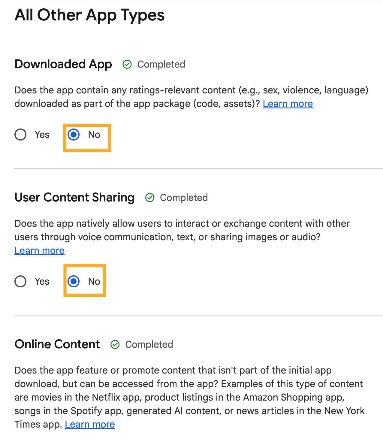 Answer content-rating questions