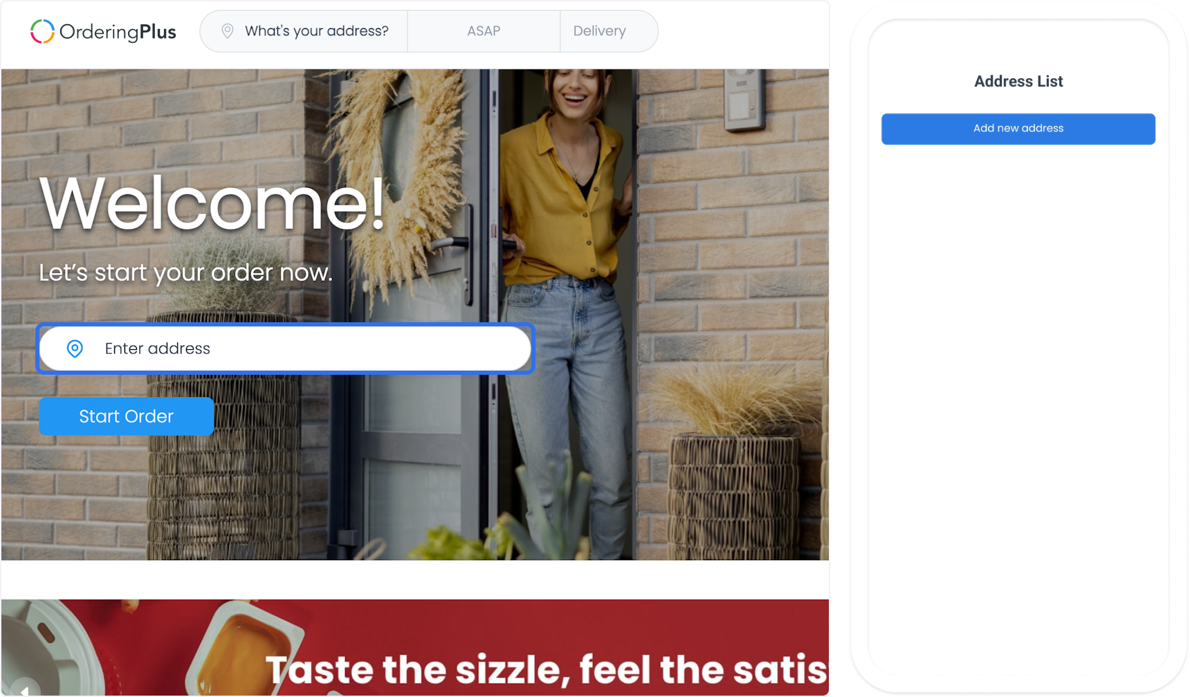 Customer website and app order entry