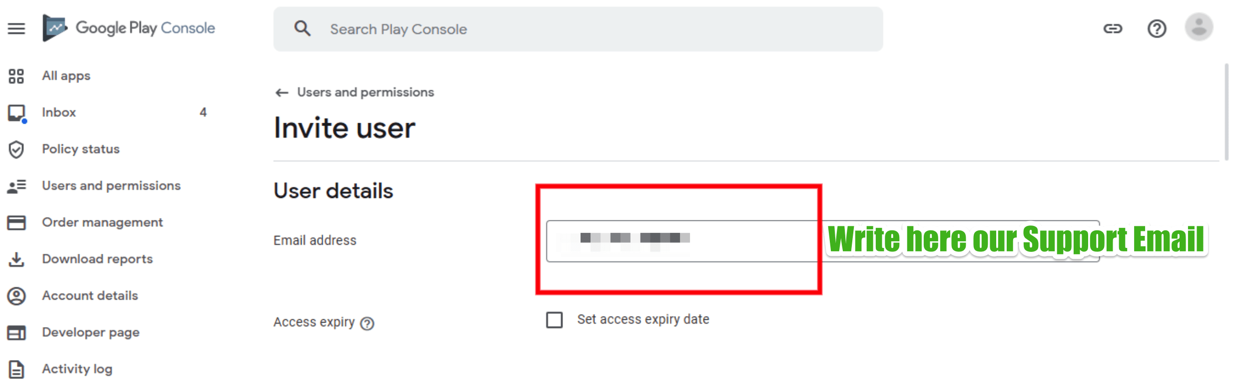 Set Google Play Console access expiry
