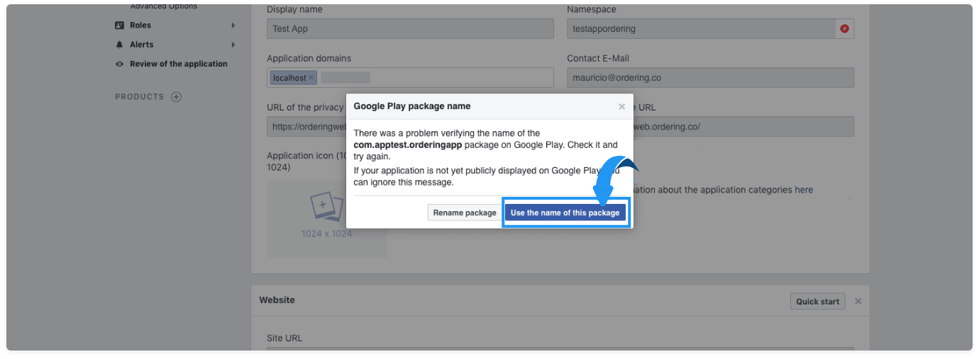 Use the name of this package confirmation