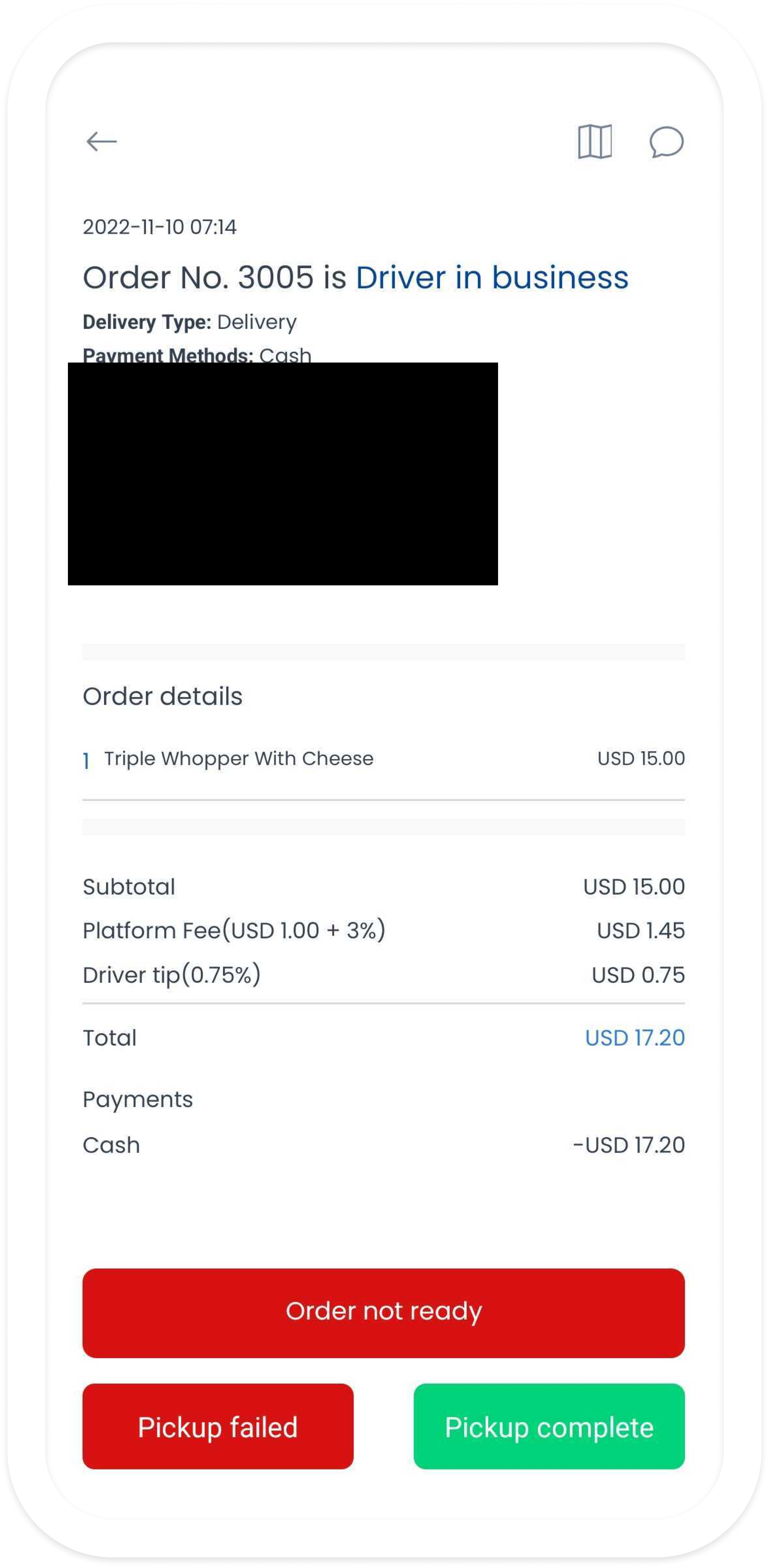Order not ready details