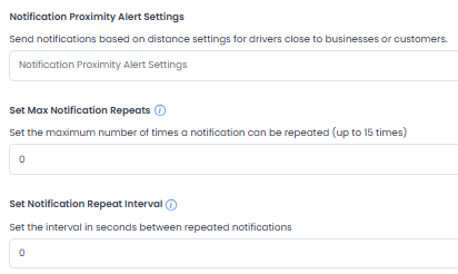 Campos de cantidad máxima de repeticiones e intervalo entre notificaciones