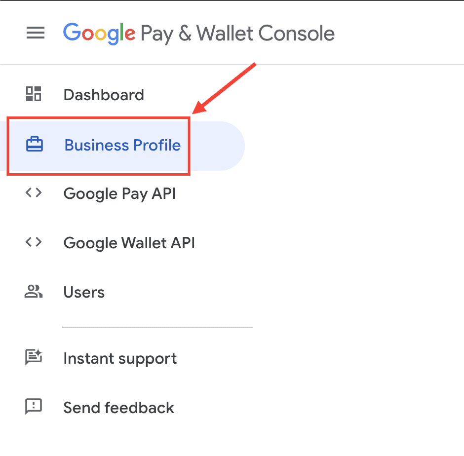 Vista histórica del perfil comercial en Google Pay and Wallet Console