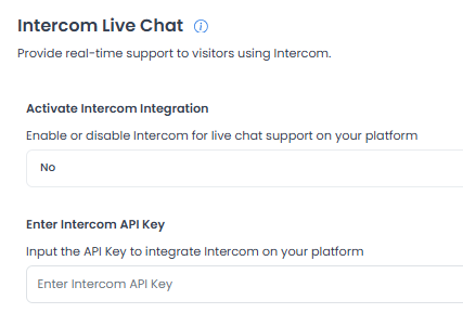 Activate Intercom Integration y Enter Intercom API Key