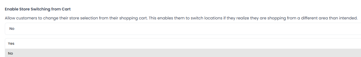 Selector Enable Store Switching from Cart