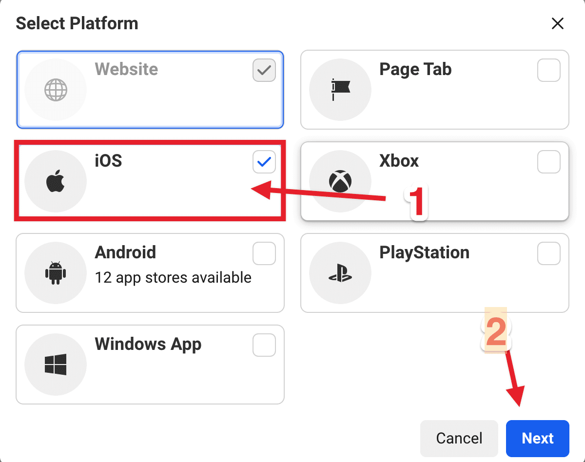 Add Platform con iOS seleccionado