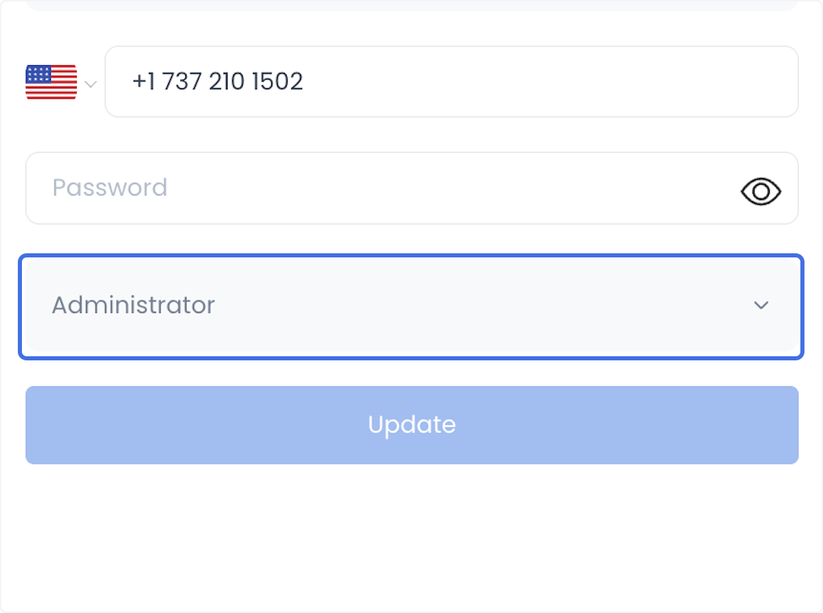 Controles de acciones de cuenta en un perfil de la lista histórica Managers