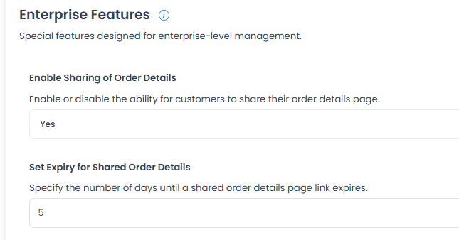 Campo Set Expiry for Shared Order Details