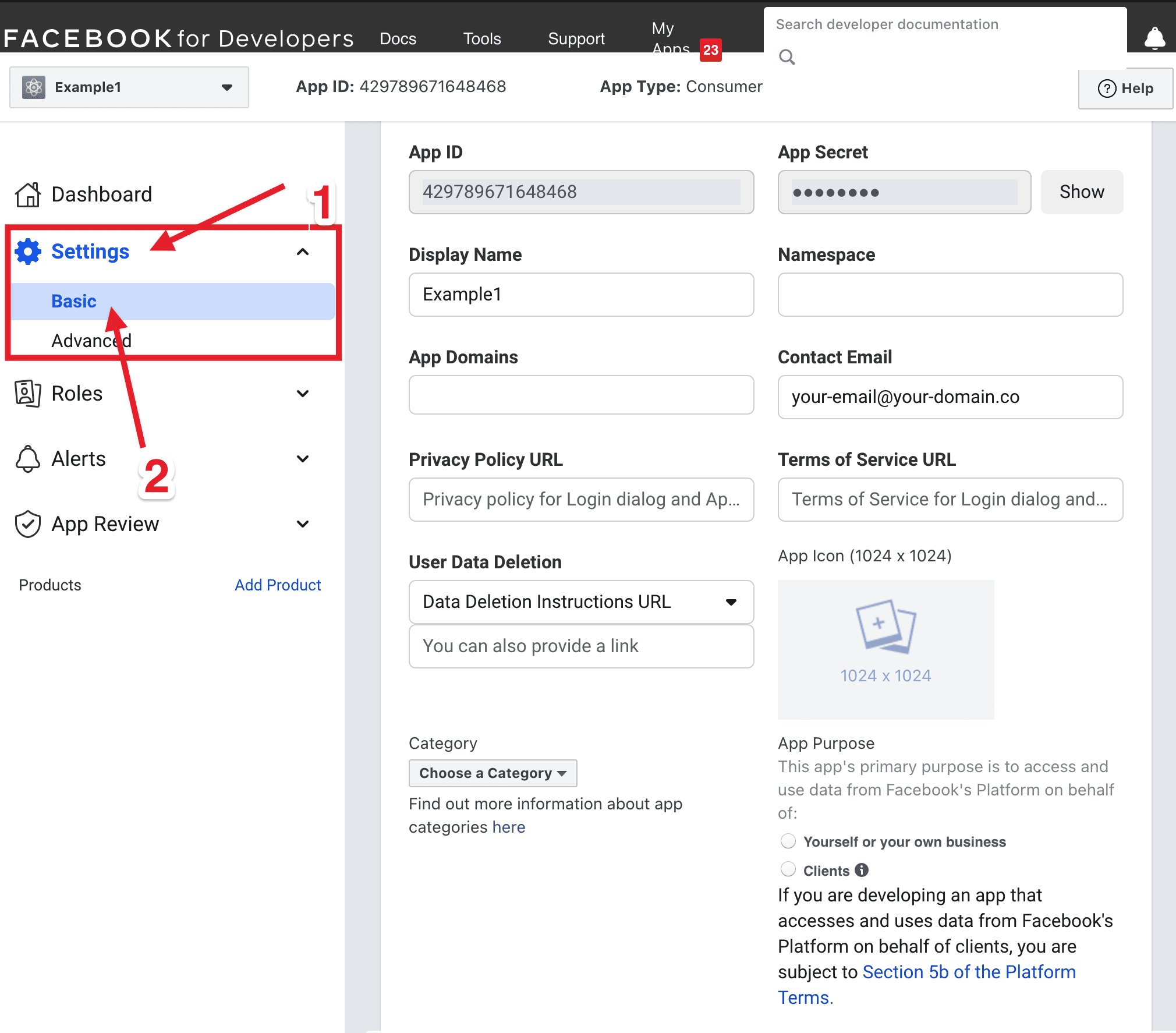 Facebook Settings Basic