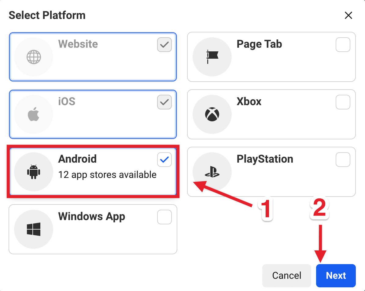 Add Platform con Android seleccionado