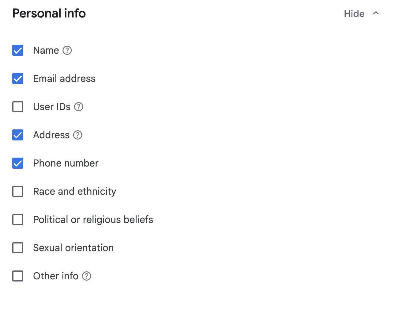 Declarar datos de información personal