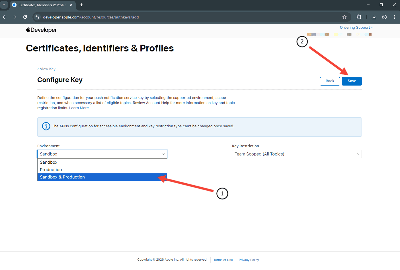 Entorno APNs Sandbox and Production