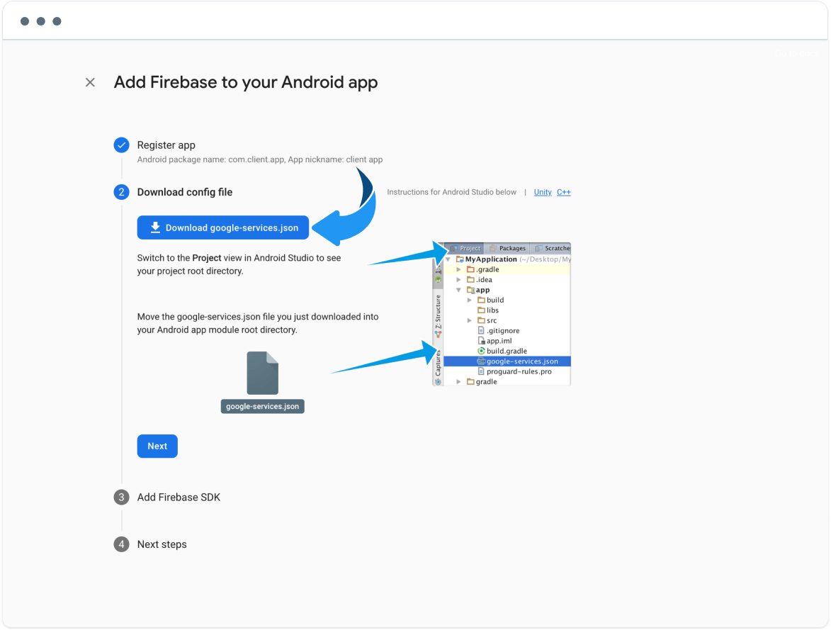 Descarga de google-services.json desde Firebase