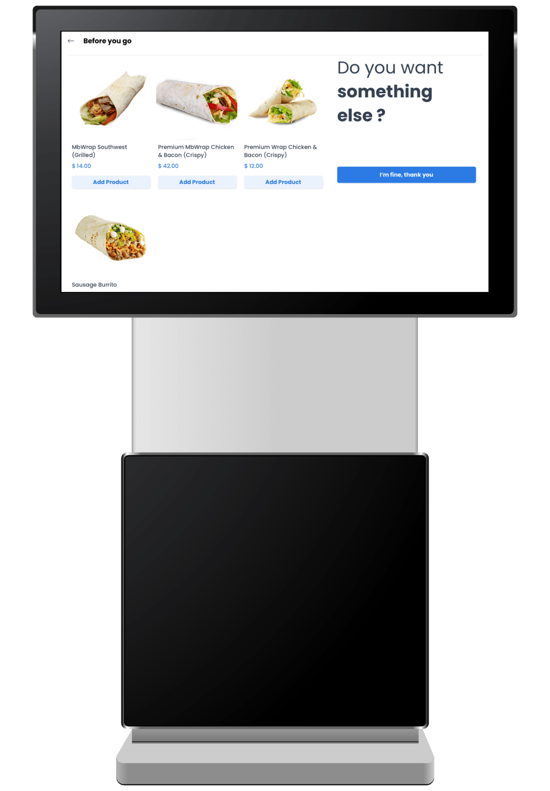Sugerencias de productos del kiosk