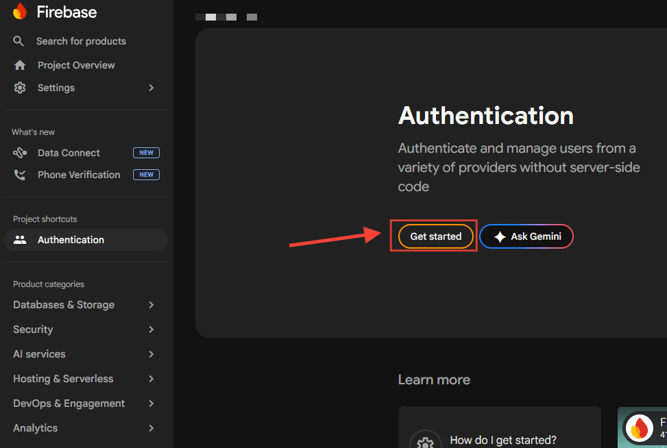 Get started de Firebase Authentication