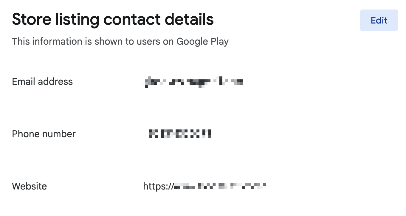 Ingresar datos de contacto de la tienda