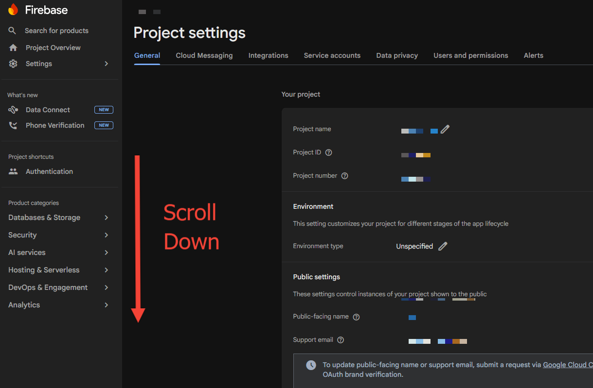 Ajustes de proyecto Firebase con configuración web