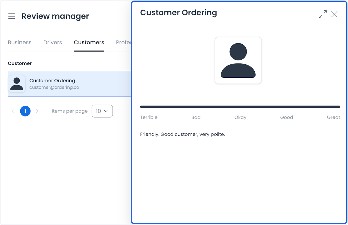Lista de reseñas Customer
